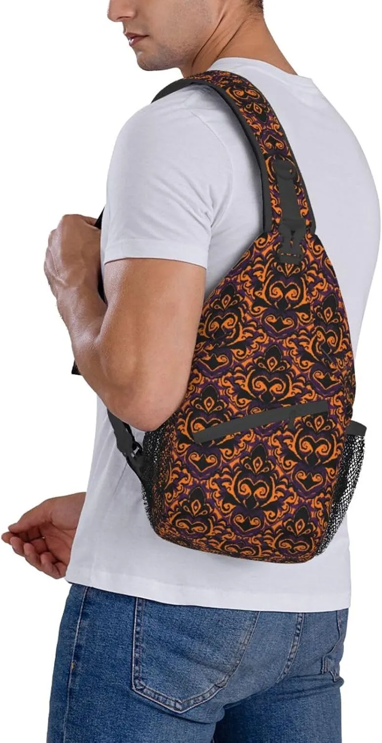 Ikat Pattern Sling Backpack Chest Bag Crossbody Shoulder Bag Gym Cycling Travel Hiking Daypack For Men Women