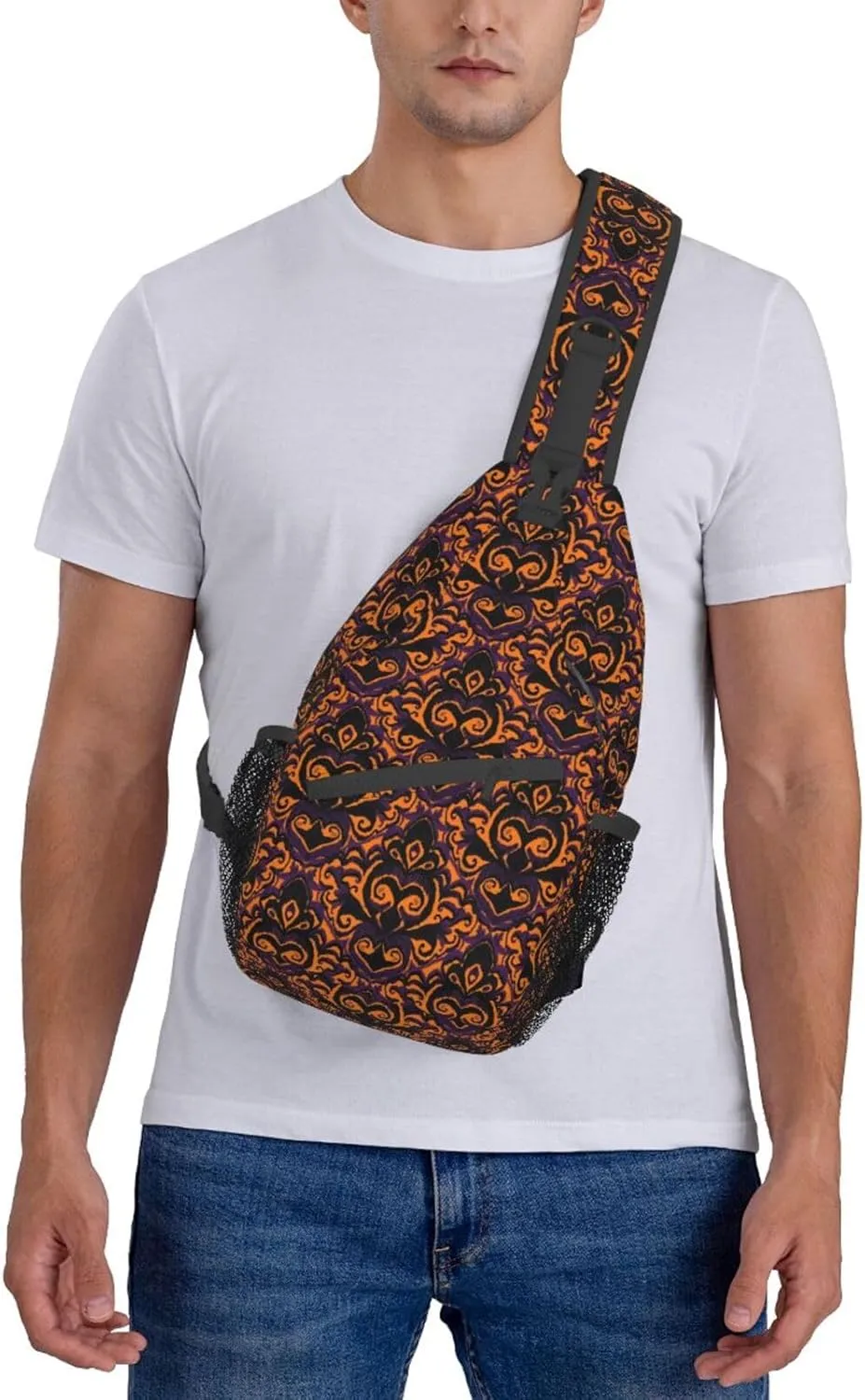 Ikat Pattern Sling Backpack Chest Bag Crossbody Shoulder Bag Gym Cycling Travel Hiking Daypack For Men Women