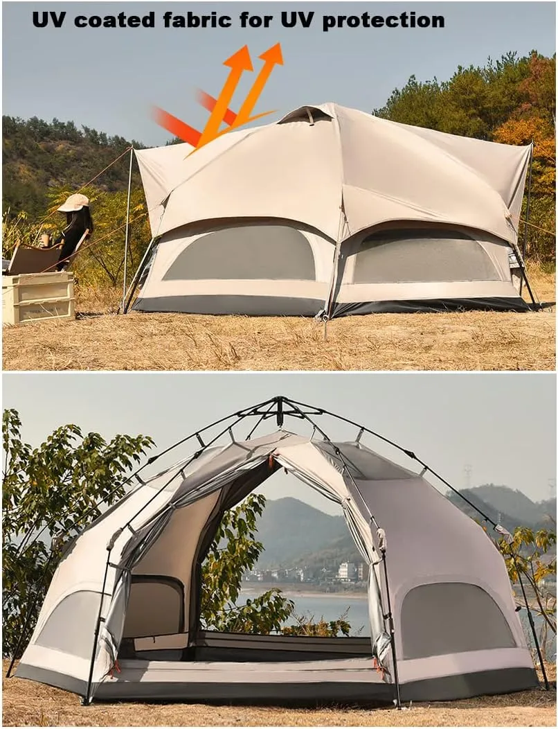 Indian Tent, Easy Setup Waterproof 3-4 Person Camping Tent, 4 Season Double Layers Waterproof Pyramid Tent for Family Camping, Hiking,Picnic