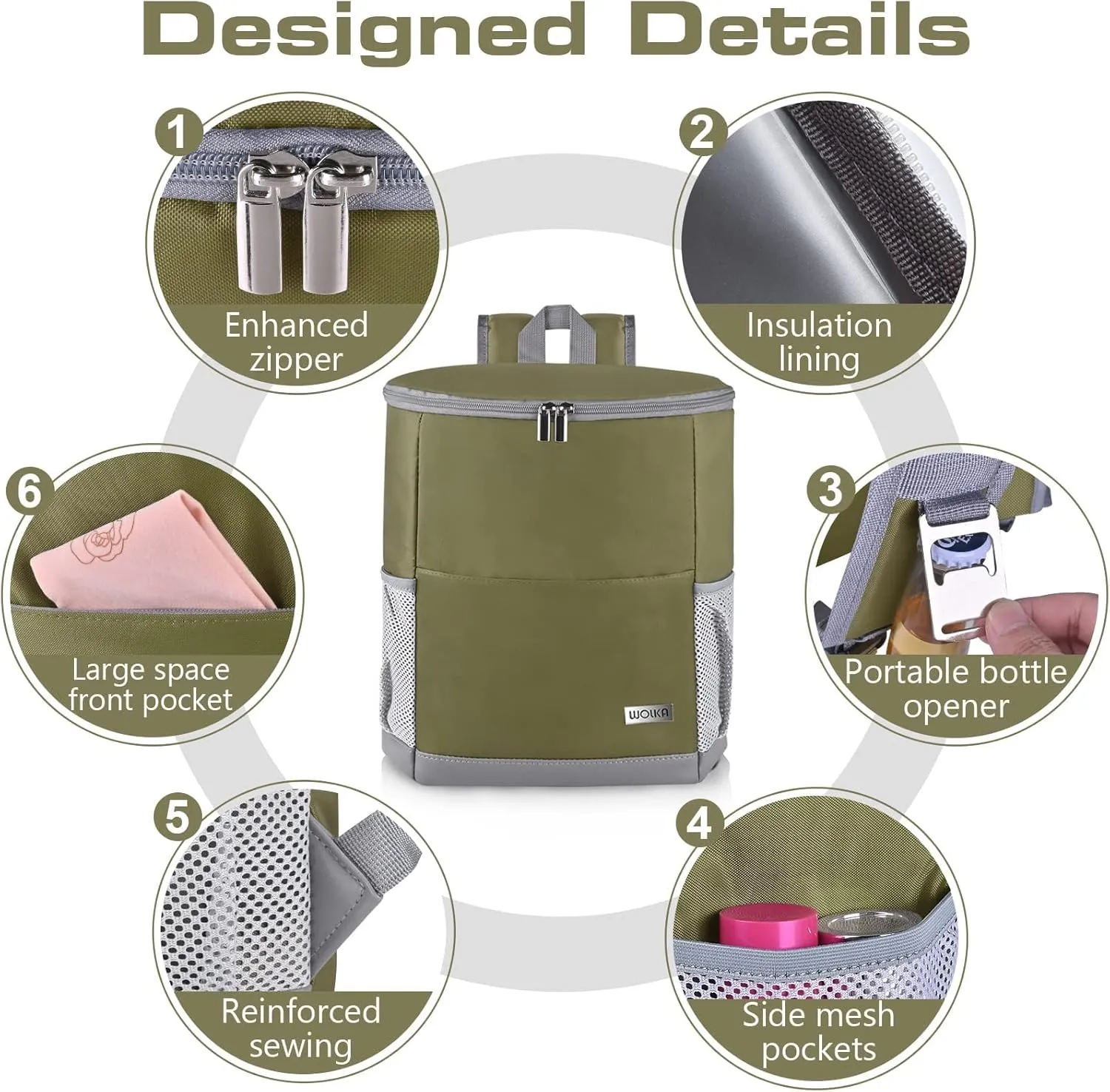 Insulated Cooler Backpack Outdoor - Leak Proof Backpack Cooler 30 Cans, Waterproof Lightweight Cooler Bag for 12h Hot/Cold Retention - Soft Cooler for Travel, Camping, Beach, Lunch