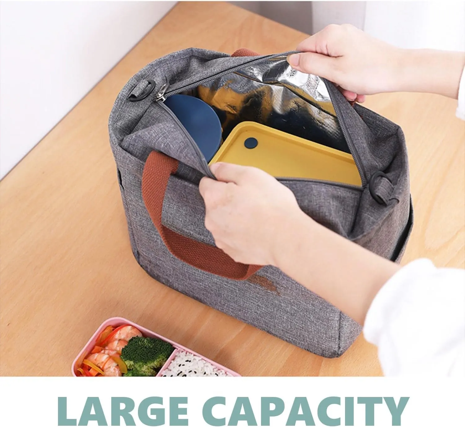 Insulated Lunch Bag for women - Adults Large Insulated Lunch Box with Shoulder Strap, Multi-Pockets, and Water Bottle Holder for Work, Picnic, and Outdoors (PINK, LARGE)