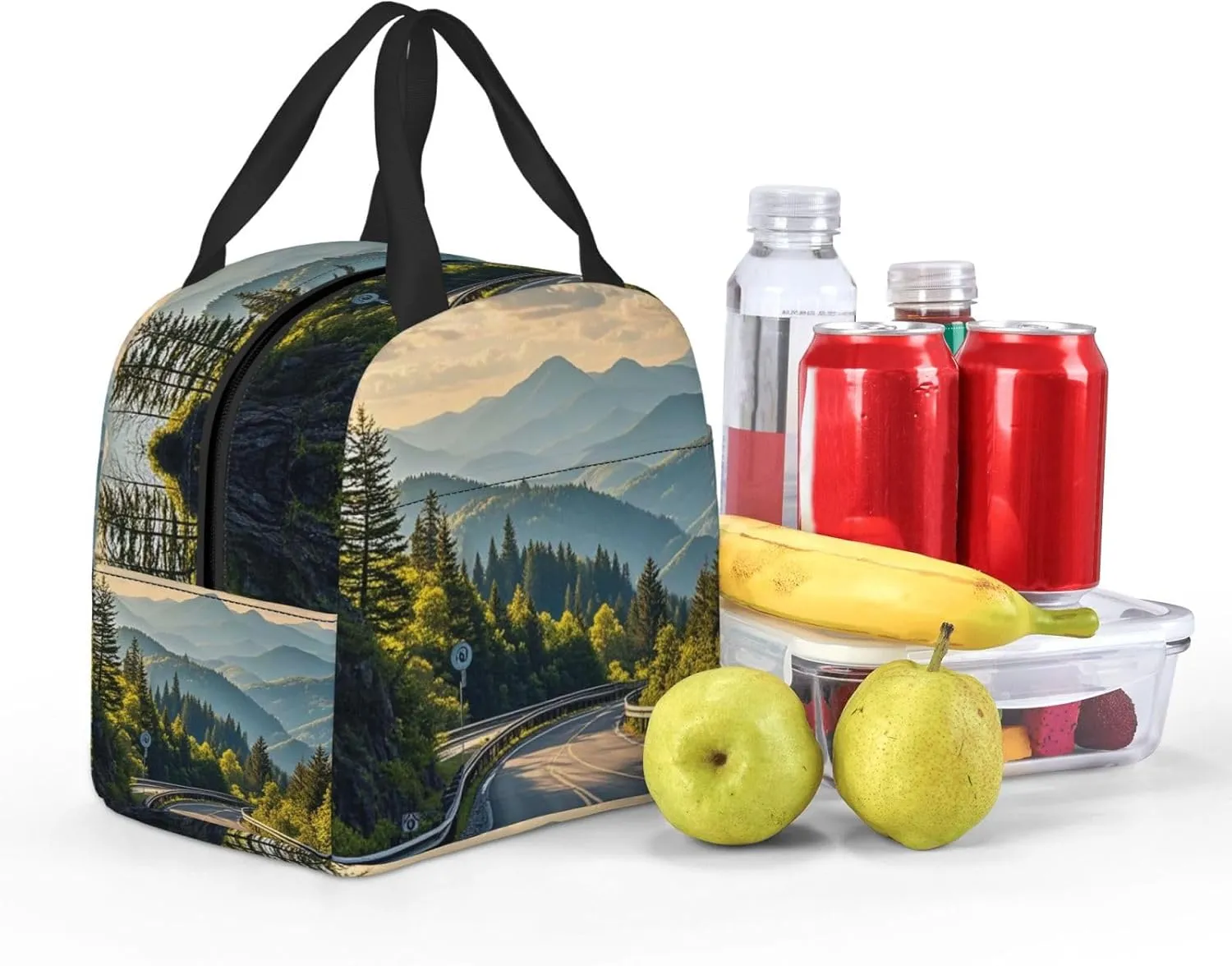 Insulated Lunch Bag for Women Men Blue Ridge Parkway Mountains Lunch Box Reusable Lunch Tote Bag for Work Picnic Travel