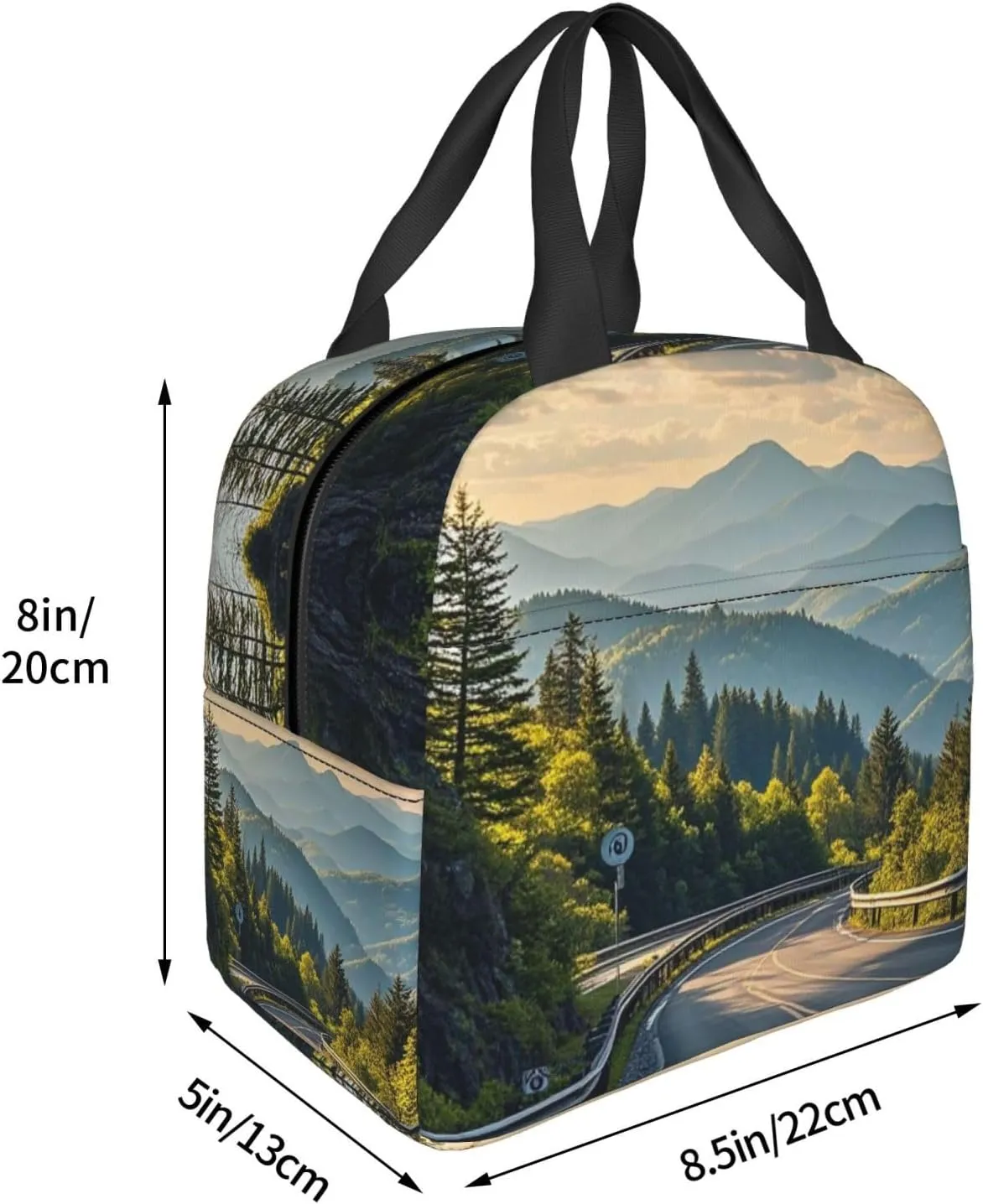 Insulated Lunch Bag for Women Men Blue Ridge Parkway Mountains Lunch Box Reusable Lunch Tote Bag for Work Picnic Travel