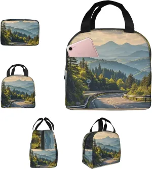 Insulated Lunch Bag for Women Men Blue Ridge Parkway Mountains Lunch Box Reusable Lunch Tote Bag for Work Picnic Travel
