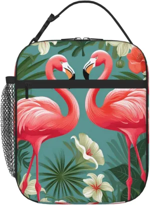 Insulated Lunch Bag for Women Men Floral Flamingo Botany Lunch Box Reusable Lunch Tote Bag for Work Picnic Travel