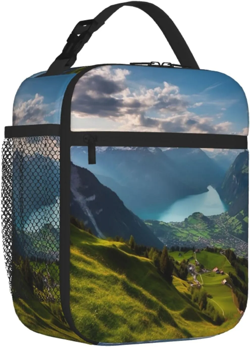 Insulated Lunch Bag Lunch box for Women Men Reusable Cooler Bag Switzerland Alps Lunch Tote Bag for Work