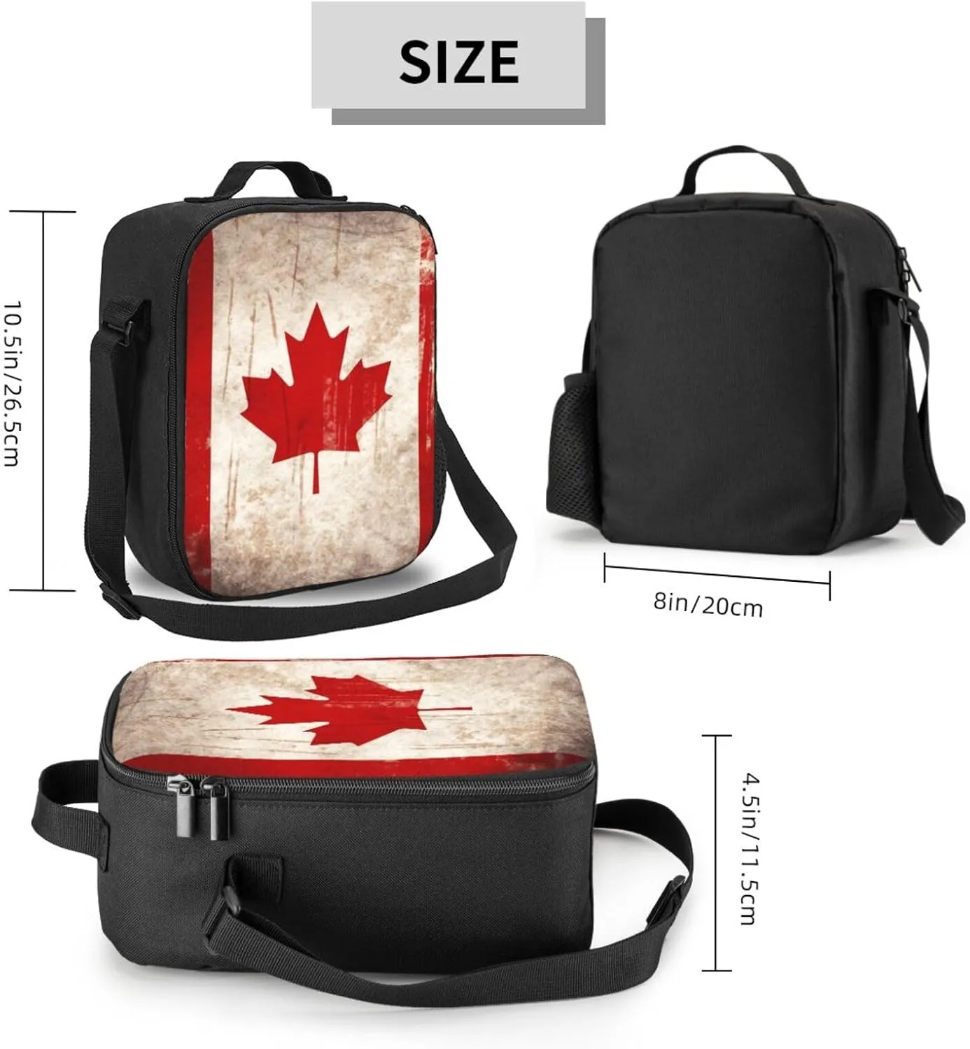 Insulated Lunch Bag Retro Canada Flag_76286059 Lunch Box for Women Men Reusable Lunch Tote Bag for Work Picnic Travel