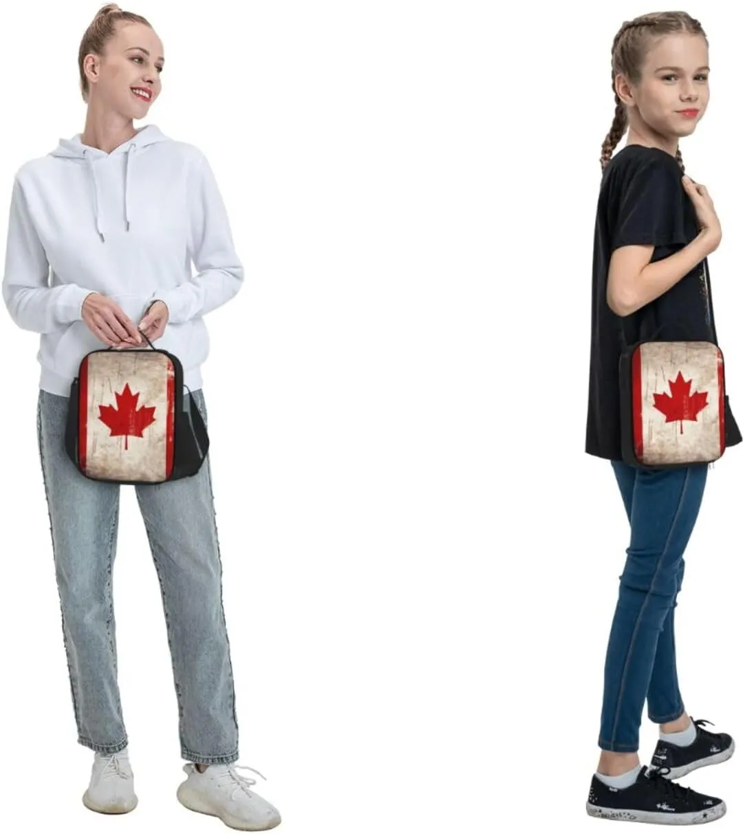 Insulated Lunch Bag Retro Canada Flag_76286059 Lunch Box for Women Men Reusable Lunch Tote Bag for Work Picnic Travel