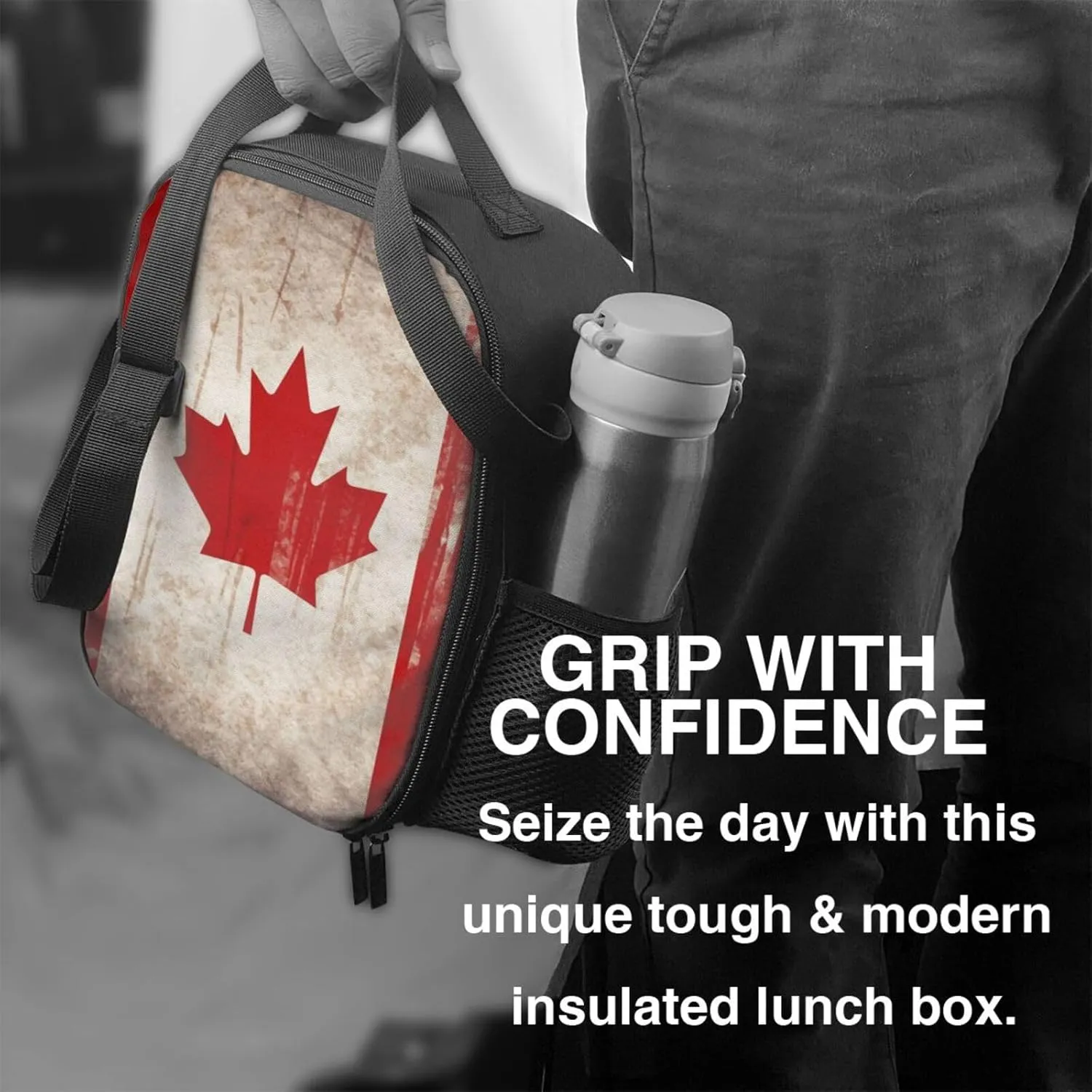 Insulated Lunch Bag Retro Canada Flag_76286059 Lunch Box for Women Men Reusable Lunch Tote Bag for Work Picnic Travel