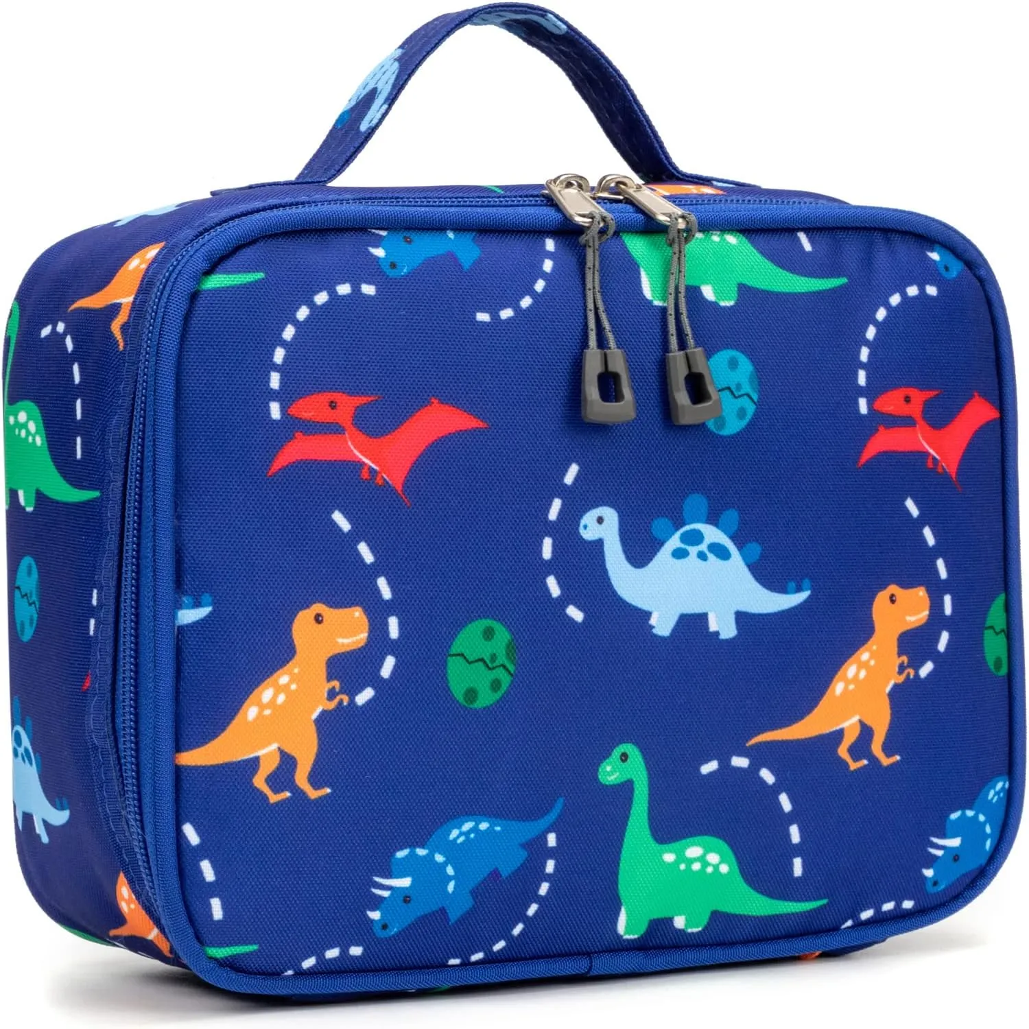 Insulated Lunch Box Bag for Kids Boys, Size for Preschool, Kindergarten, or Travel, Dinosaur Blue