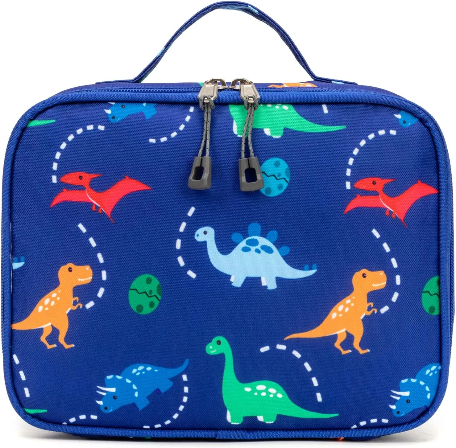 Insulated Lunch Box Bag for Kids Boys, Size for Preschool, Kindergarten, or Travel, Dinosaur Blue