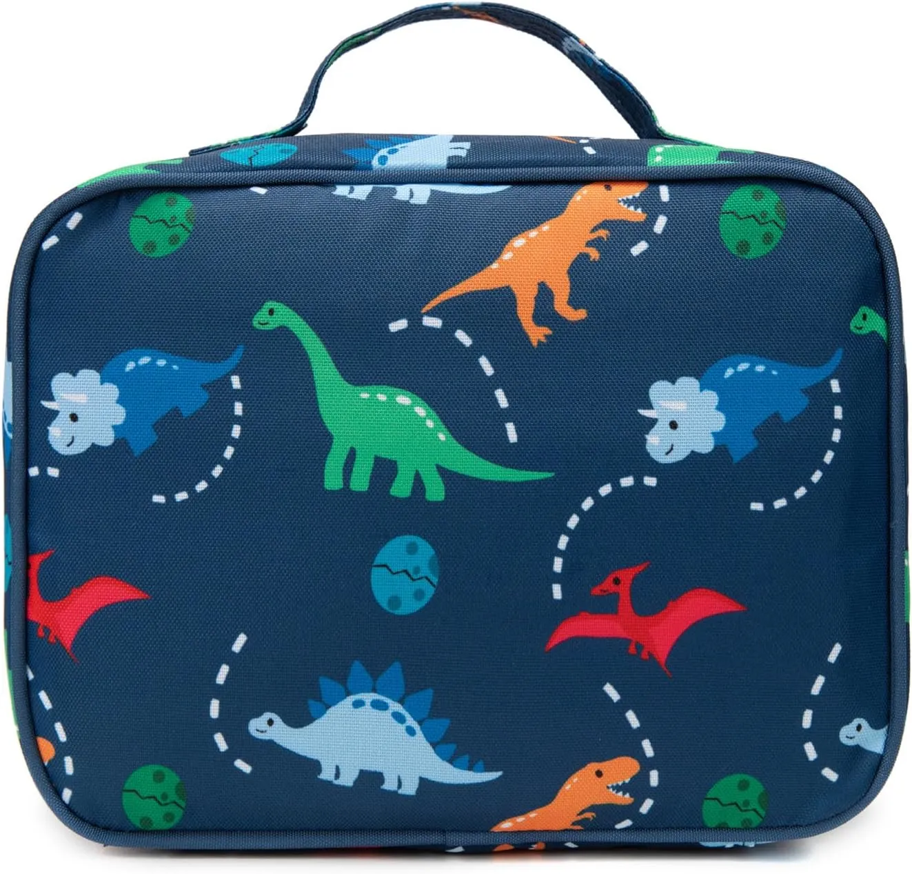 Insulated Lunch Box Bag for Kids Boys, Size for Preschool, Kindergarten, or Travel, Dinosaur Navy Blue