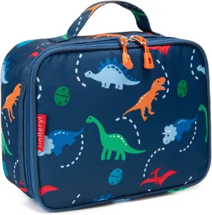 Insulated Lunch Box Bag for Kids Boys, Size for Preschool, Kindergarten, or Travel, Dinosaur Navy Blue