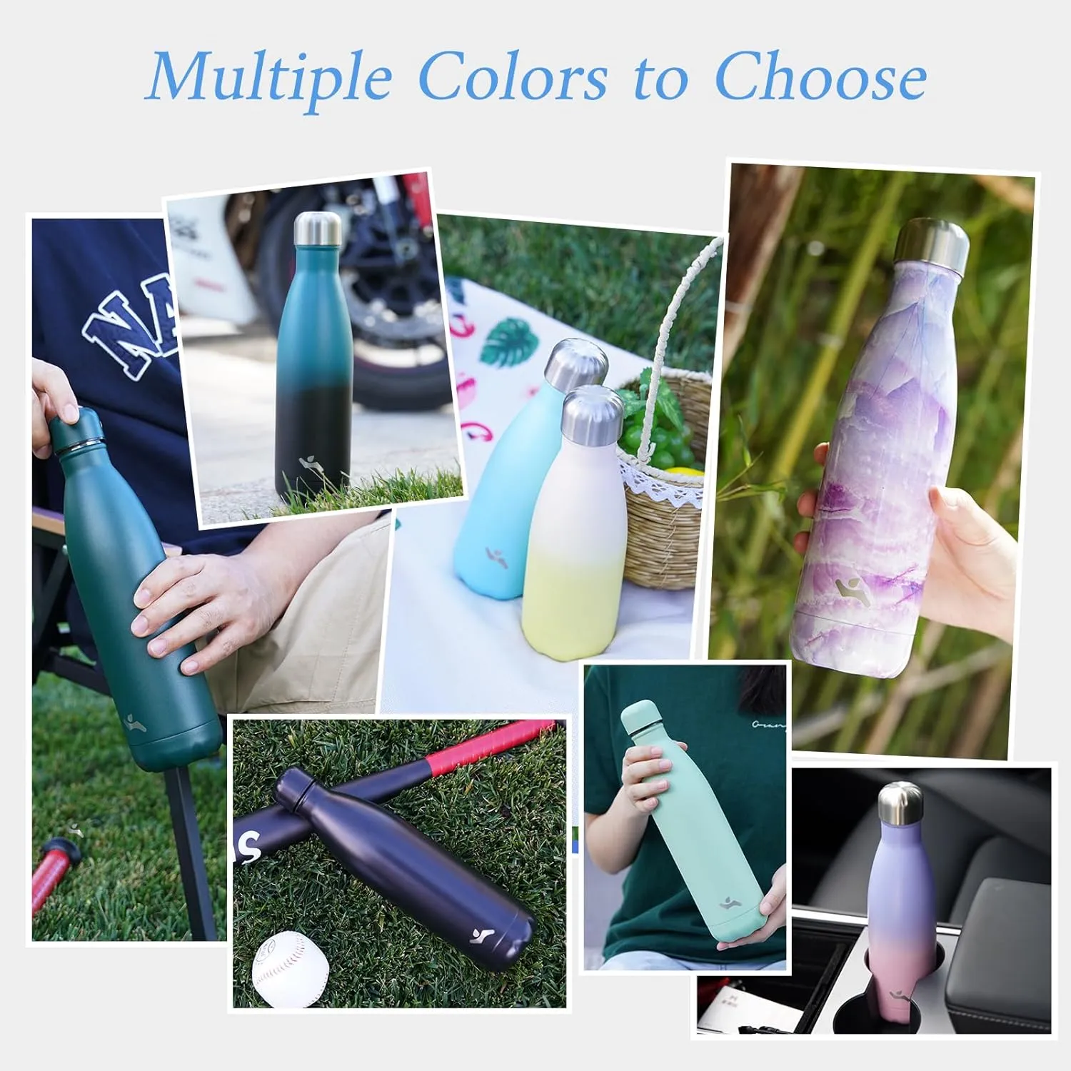Insulated Water Bottles,17 oz Double Wall Stainless Steel Vacumm Metal Flask for Sports Travel,Ocean Dream
