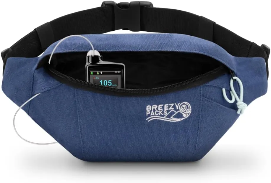 Insulin Cooler Travel Case | EpiPen Carry case | Insulin Travel Case TSA-Approved | Self-Recharge, No Electricity or Refrigeration | BreezyPacks | Keep medicine at room temp. | Breezy Belt (Navy)