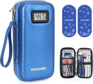 Insulin Cooler Travel Case with TSA Approved Ice Packs Diabetic Medication Insulated Cooling Bag with Temperature Display Refrigerated Medicine Kit for Insulin Pen and Diabetic Supplies Storage