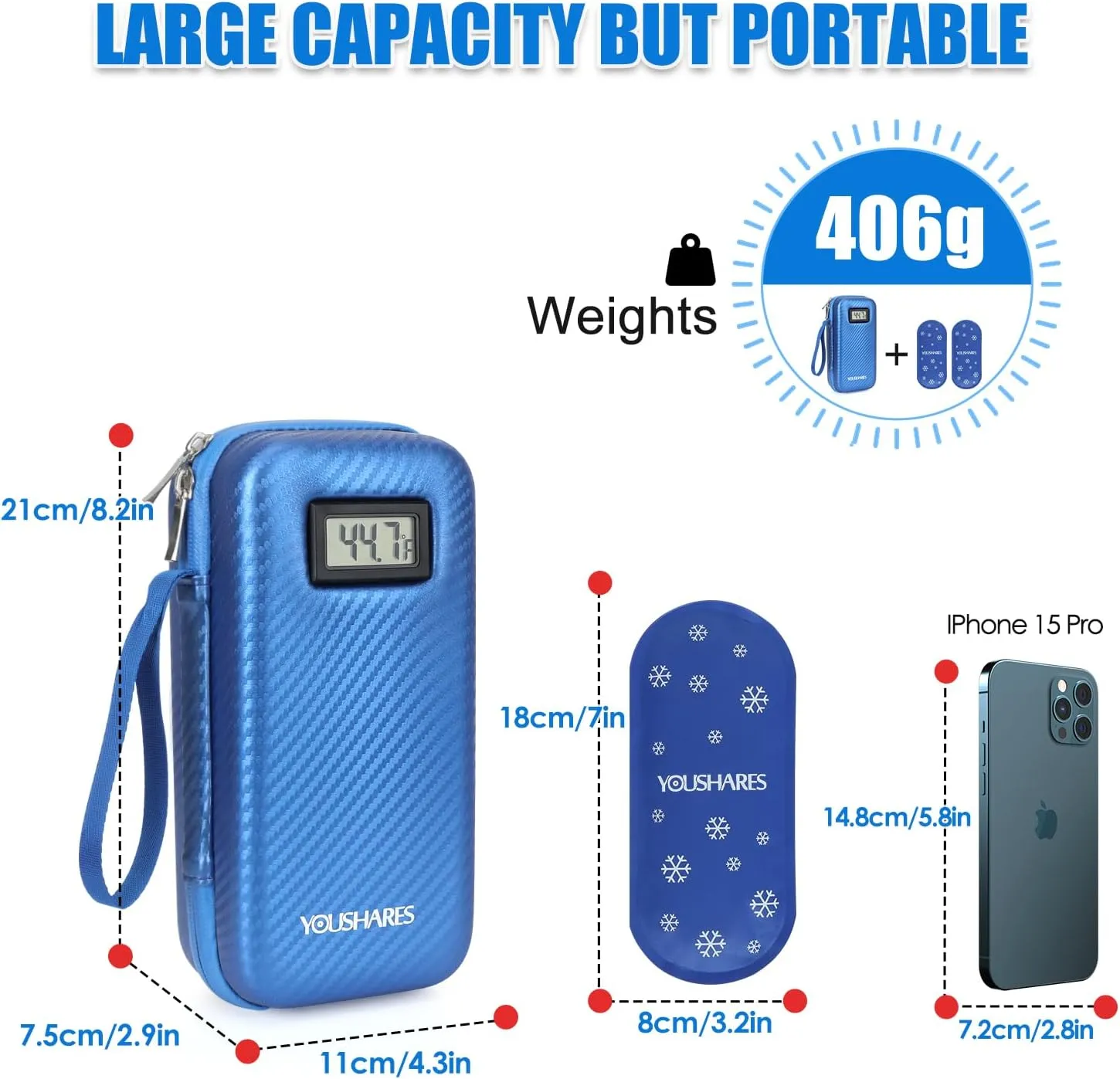 Insulin Cooler Travel Case with TSA Approved Ice Packs Diabetic Medication Insulated Cooling Bag with Temperature Display Refrigerated Medicine Kit for Insulin Pen and Diabetic Supplies Storage