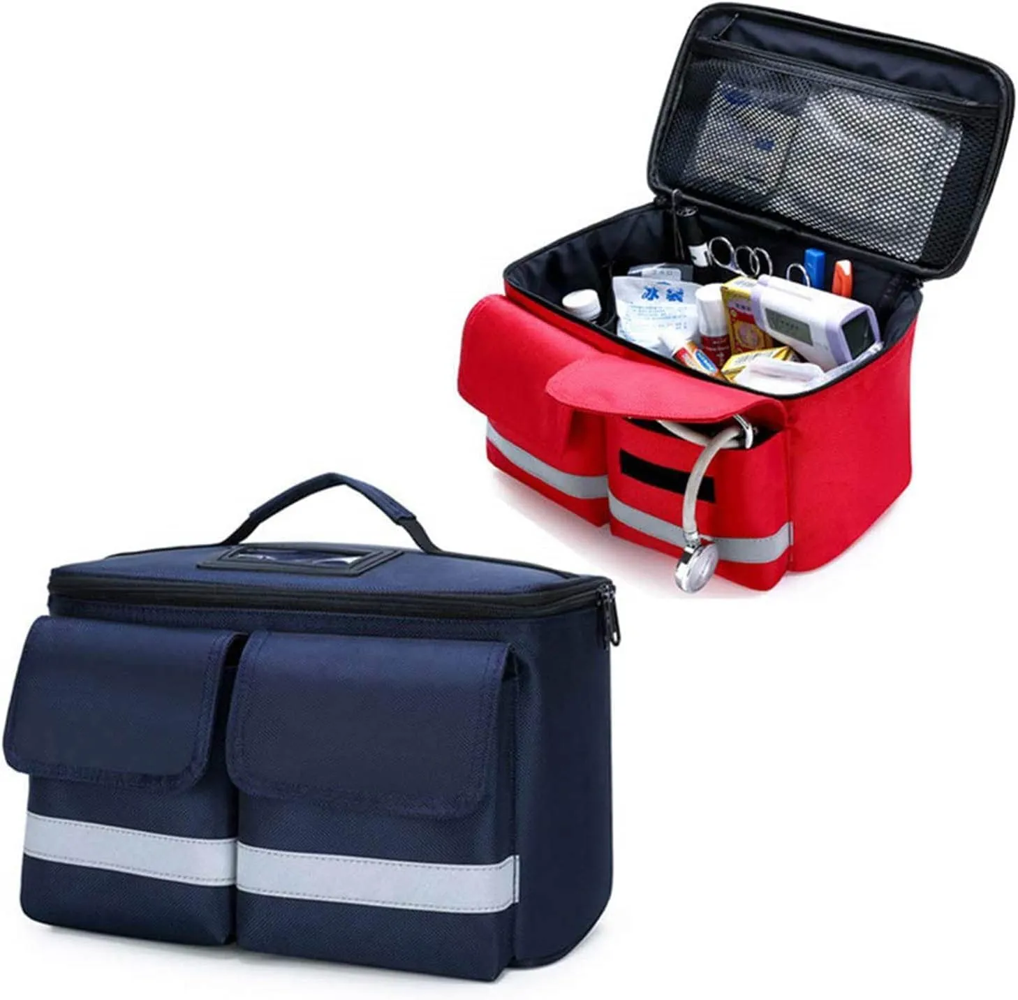 IOCCIOBB Large Haversack Bag First Aid Kit, First Aid Bag, Medical First Aid Bag, Survival Kits - Safety Essentials for Travel Car Home Camping Work Hiking Holiday(Blue)