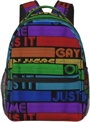 Is It Gay In Here LGBT Flag Gay Pride Rainbow Backpack Lightweight Laptop Backpack Casual Daypack Travel Double Shoulder Bag For Women Men