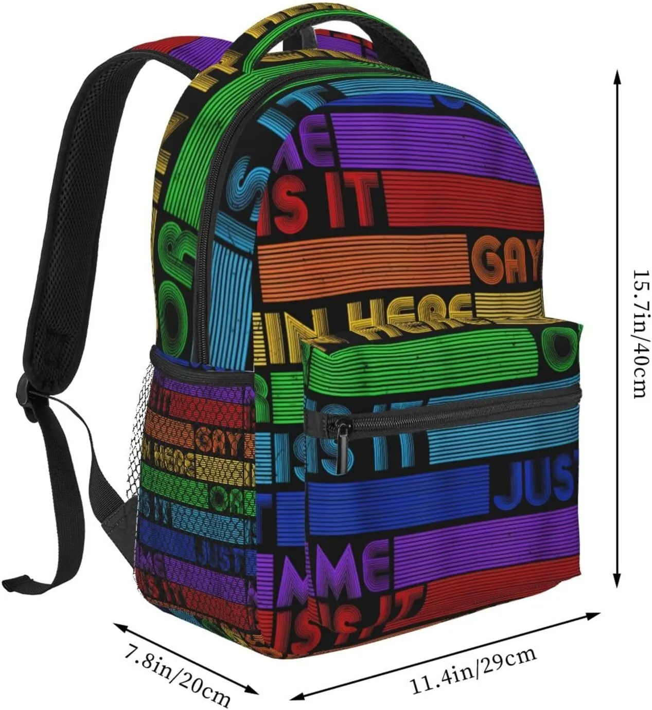Is It Gay In Here LGBT Flag Gay Pride Rainbow Backpack Lightweight Laptop Backpack Casual Daypack Travel Double Shoulder Bag For Women Men