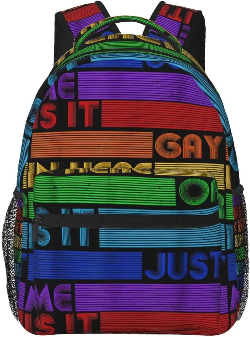 Is It Gay In Here LGBT Flag Gay Pride Rainbow Backpack Lightweight Laptop Backpack Casual Daypack Travel Double Shoulder Bag For Women Men