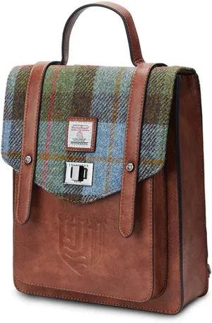 Islander HarrisTweed The Mini Carloway Backpack, Chestnut-Blue Tartan, Mini