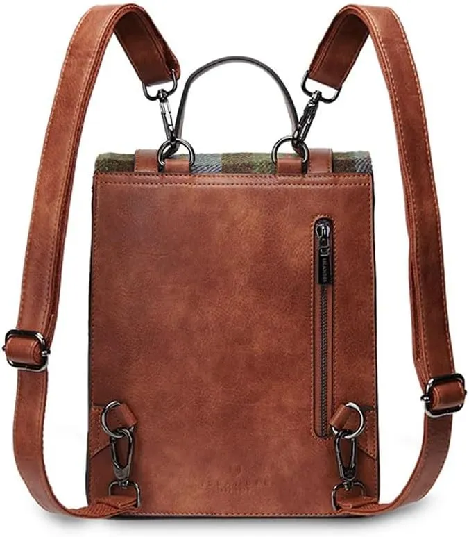Islander HarrisTweed The Mini Carloway Backpack, Chestnut-Blue Tartan, Mini