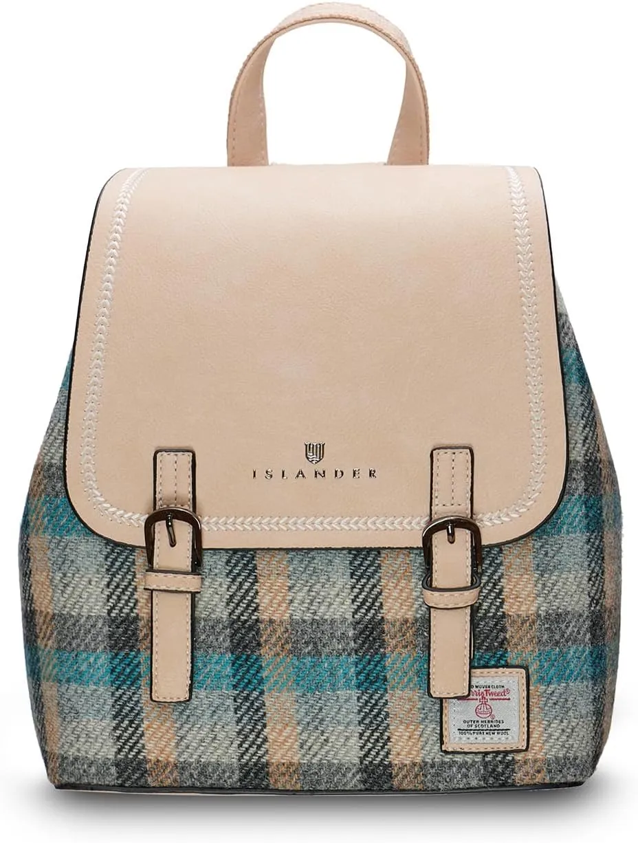 Islander Women Harris tweed Jura Backpack, Islander Tartan, 24cm*12cm*28cm