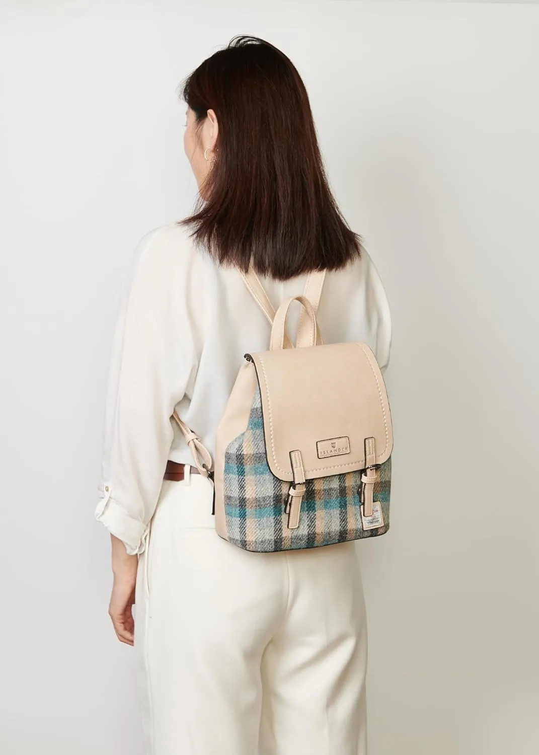 Islander Women Harris tweed Jura Backpack, Islander Tartan, 24cm*12cm*28cm