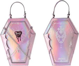 Ita Bag Backpack Gothic Coffin Purses and Handbags for Women Halloween Shoulder Bag with Insert and Chains (Laser Pink)