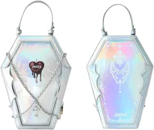 Ita Bag Backpack Gothic Coffin Purses and Handbags for Women Halloween Shoulder Bag with Insert and Chains (Laser Silver)