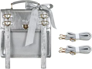 Ita Bag Backpack Pins Display Backpack with Insert Ribbon JK Single Shoulder Crossbody Bag Square Handbag and Purse (Silver)