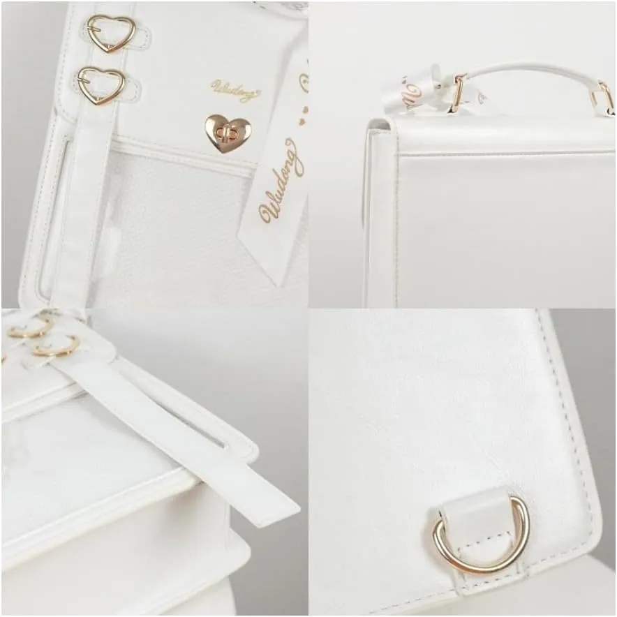 Ita Bag Backpack Pins Display Backpack with Insert Ribbon JK Single Shoulder Crossbody Bag Square Handbag and Purse (Silver)
