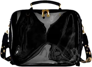 ITA Tote Bag Kawaii ITA Backpack ITA Handbag PU Canvas Cute Clear Window Cute Accessories Large Capacity For Women (black)