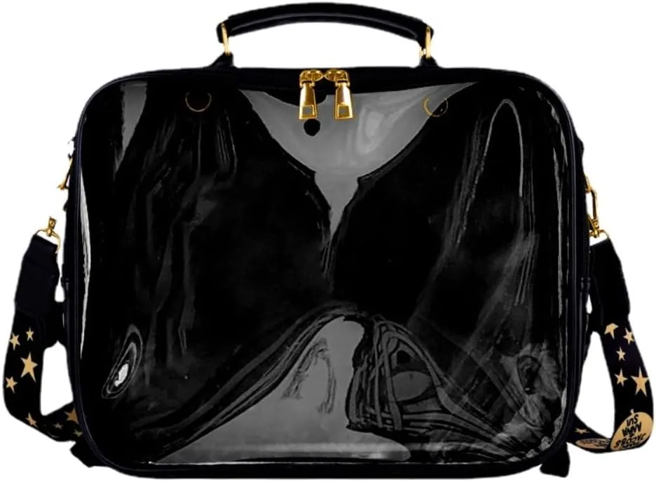 ITA Tote Bag Kawaii ITA Backpack ITA Handbag PU Canvas Cute Clear Window Cute Accessories Large Capacity For Women (black)