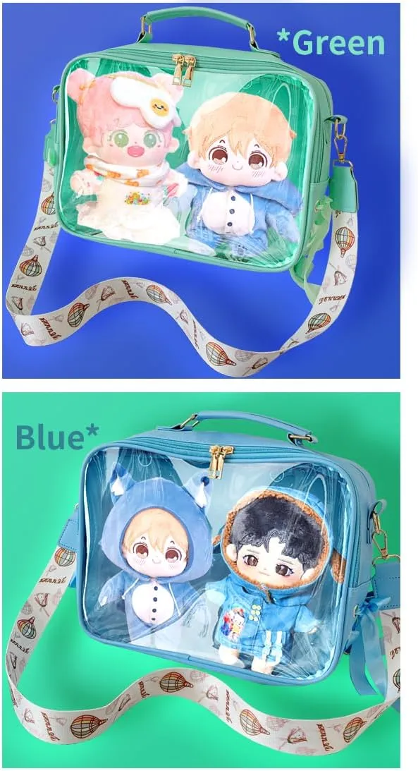 ITA Tote Bag Kawaii ITA Backpack ITA Handbag PU Canvas Cute Clear Window Cute Accessories Large Capacity For Women (green)