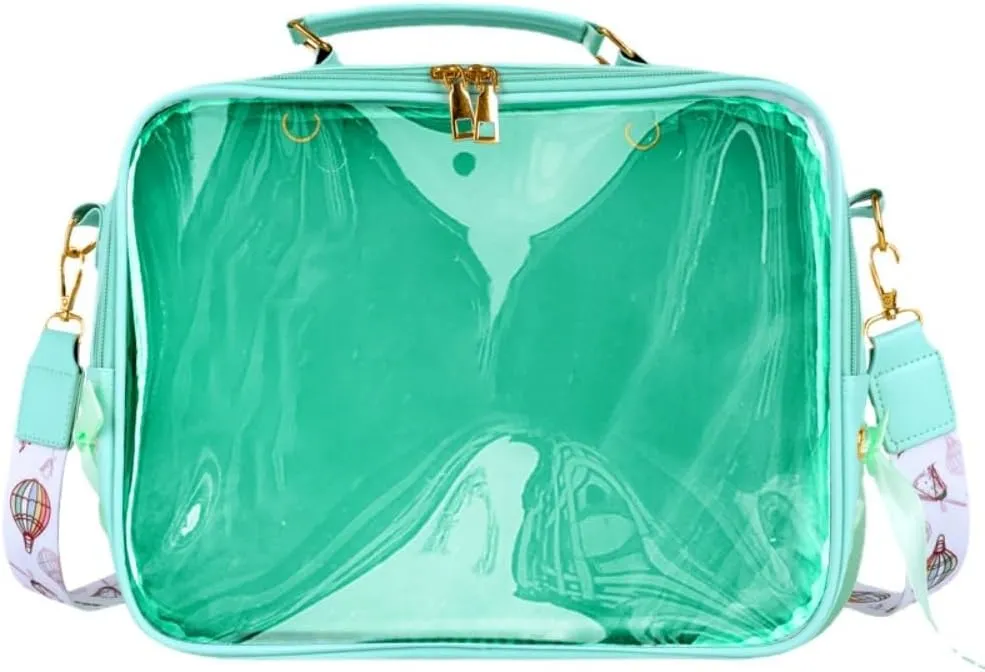 ITA Tote Bag Kawaii ITA Backpack ITA Handbag PU Canvas Cute Clear Window Cute Accessories Large Capacity For Women (green)