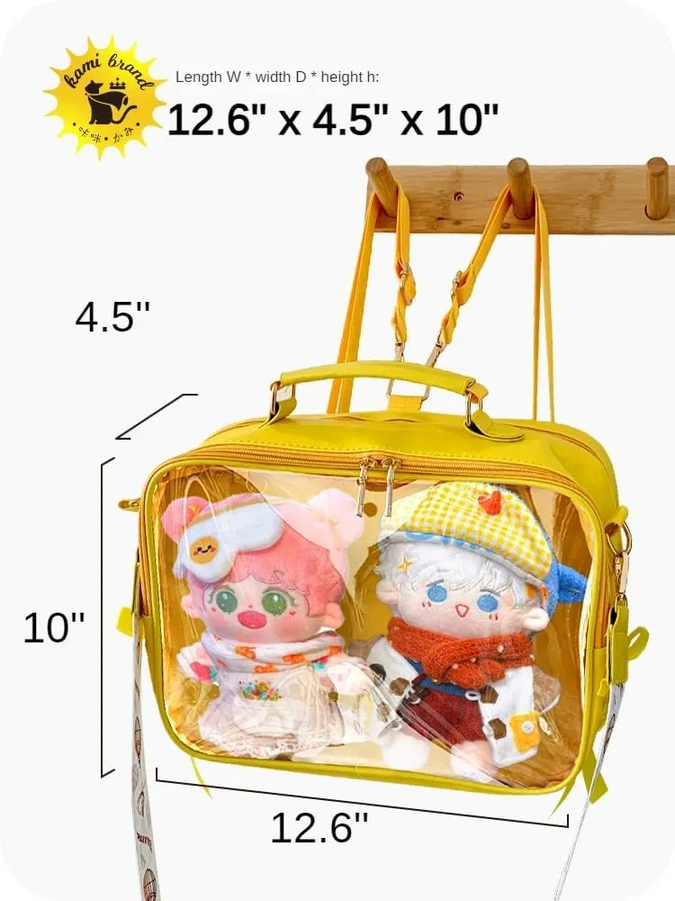 ITA Tote Bag Kawaii ITA Backpack ITA Handbag PU Canvas Cute Clear Window Cute Accessories Large Capacity For Women (green)