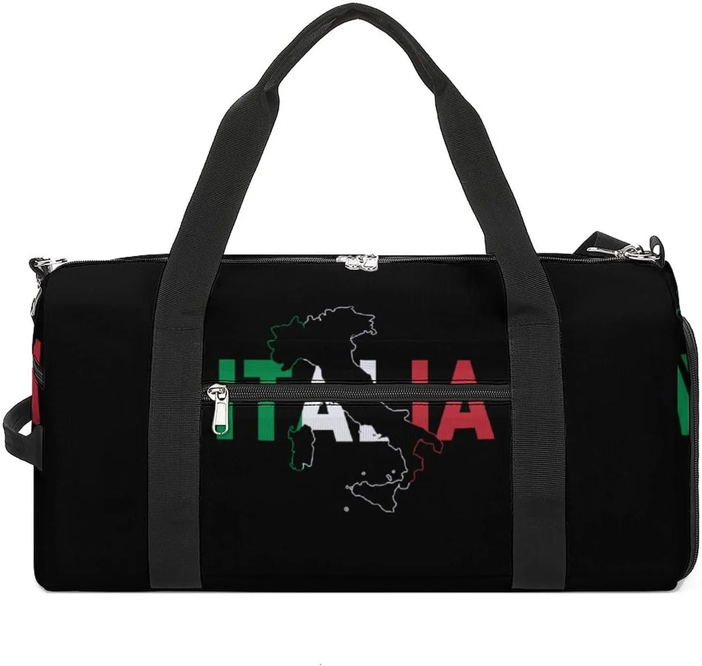 Italia Flag Map Gym Bag for Men Women Travel Duffle Backpack Portable Luggage Bag with Adjustable Shoulder Strap