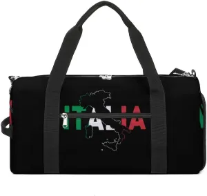 Italia Flag Map Gym Bag for Men Women Travel Duffle Backpack Portable Luggage Bag with Adjustable Shoulder Strap