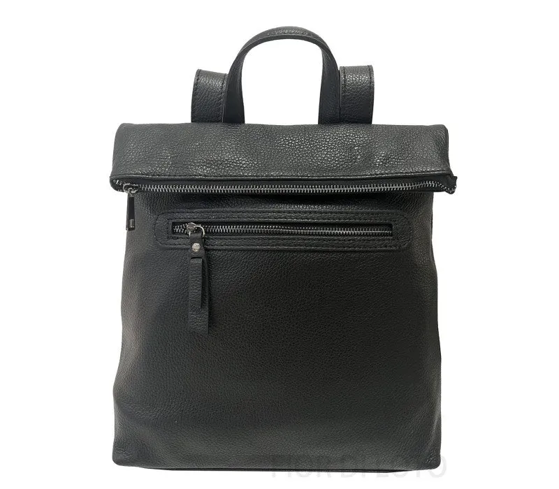Italian Leather Backpack-Black