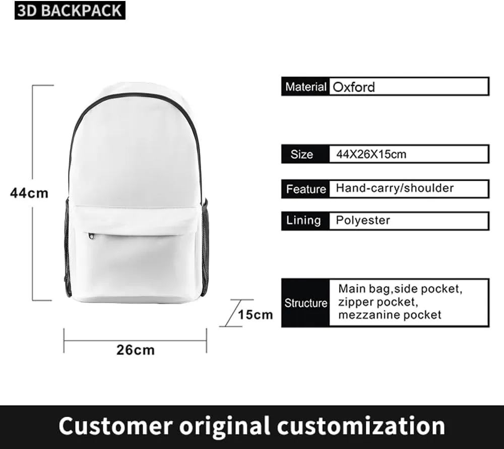ItsFunneh Krew District Merch Zipper Backpack Men/Women Funny Cartoon Canvas Bag Oxford Cloth Travel Bag (HL07127)