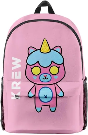 ItsFunneh Krew District Merch Zipper Backpack Men/Women Funny Cartoon Canvas Bag Oxford Cloth Travel Bag (HL07128)