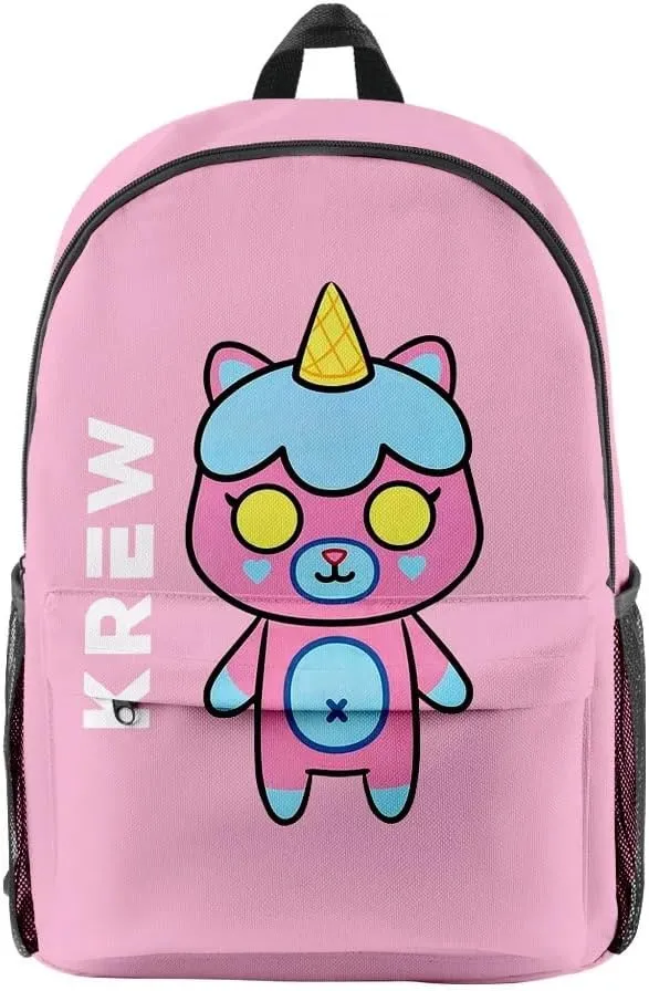 ItsFunneh Krew District Merch Zipper Backpack Men/Women Funny Cartoon Canvas Bag Oxford Cloth Travel Bag (HL07128)
