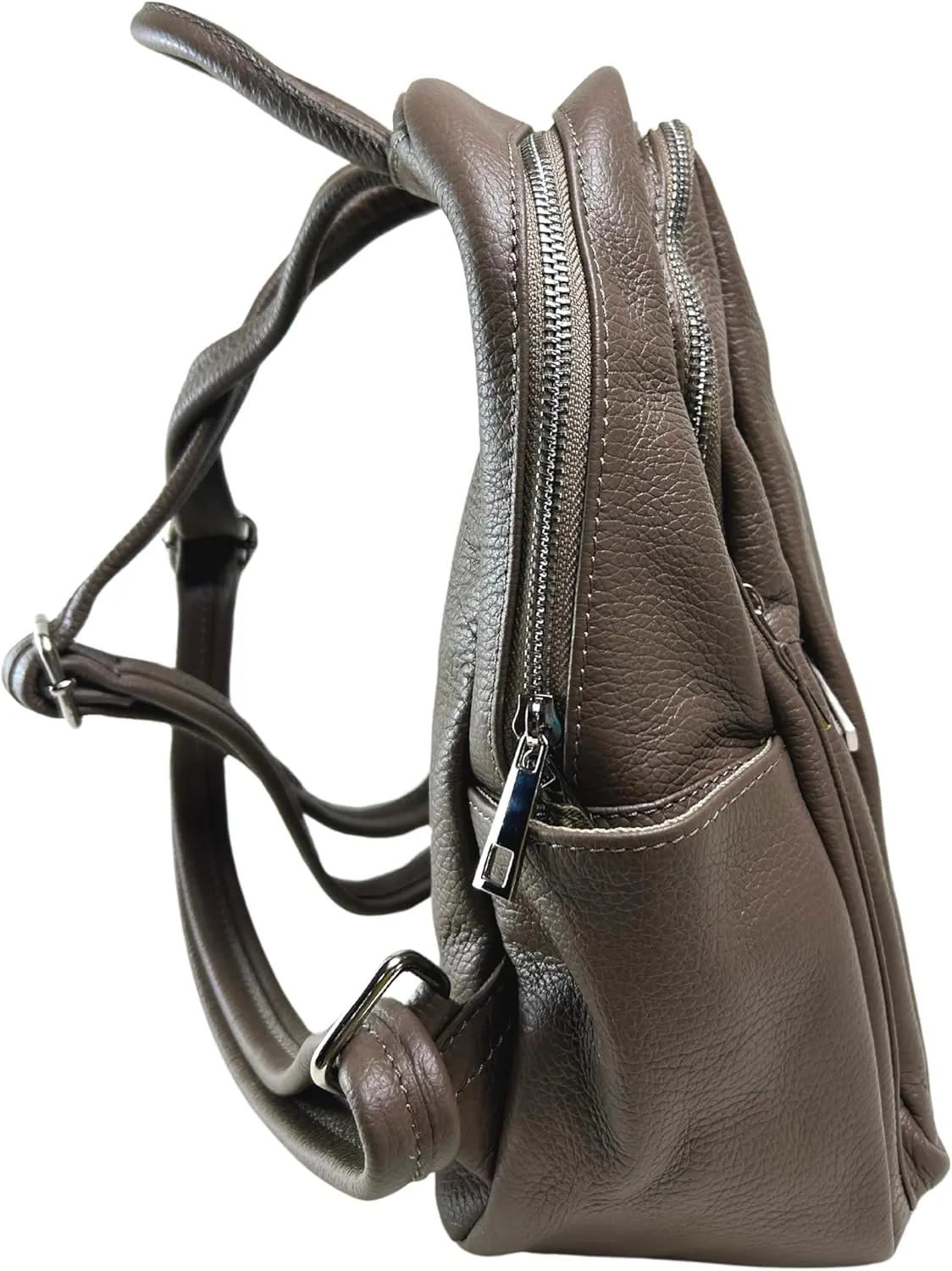 IVAN TROY MADE IN ITALY Anta Leather Zipper Backpack - Stylish and Durable Leather Backpack for Women (Gray)