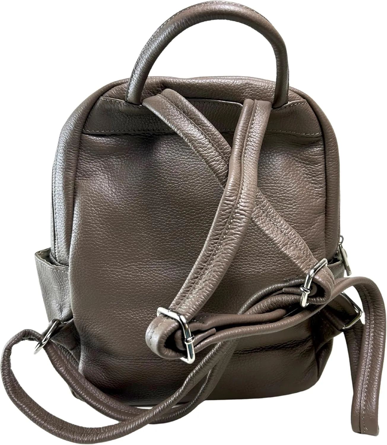 IVAN TROY MADE IN ITALY Anta Leather Zipper Backpack - Stylish and Durable Leather Backpack for Women (Gray)