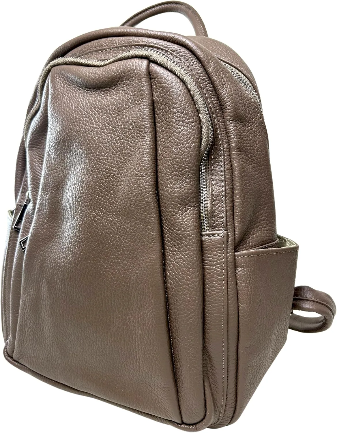 IVAN TROY MADE IN ITALY Anta Leather Zipper Backpack - Stylish and Durable Leather Backpack for Women (Gray)