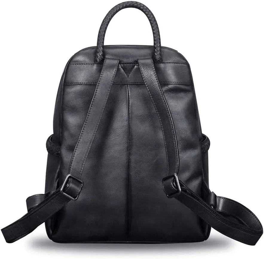 IVTG Genuine Leather Backpack for Women Vintage Real Leather Knapsack Purse Rucksack Fashion Daypack Bag High Capacity (Darkgrey)