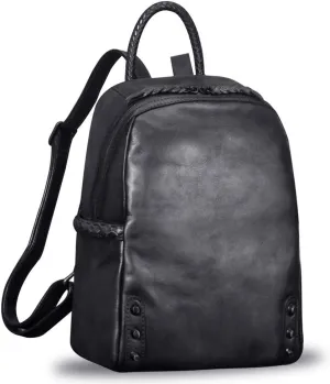 IVTG Genuine Leather Backpack for Women Vintage Real Leather Knapsack Purse Rucksack Fashion Daypack Bag High Capacity (Darkgrey)