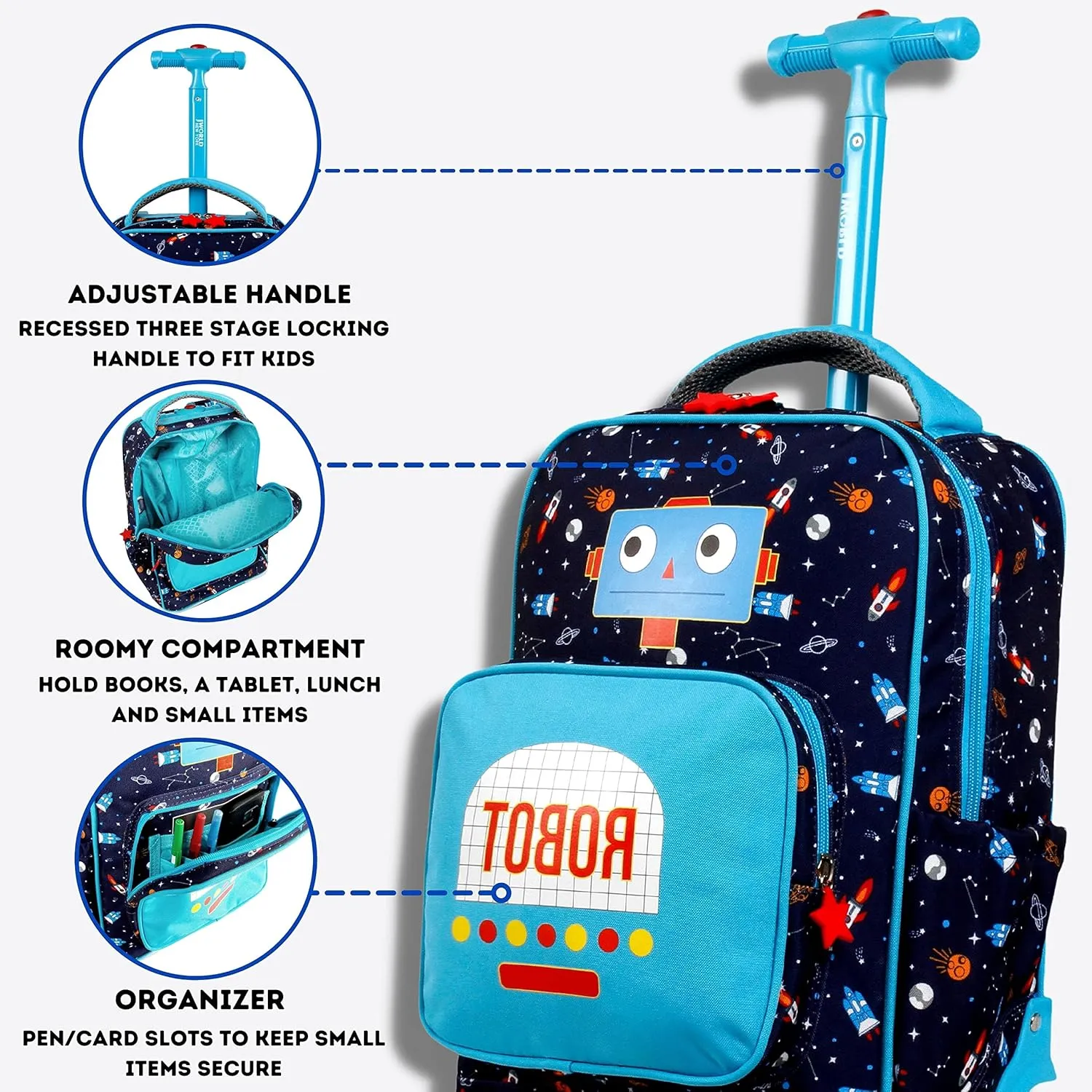 J World New York Kids' Sparkle Rolling Backpack